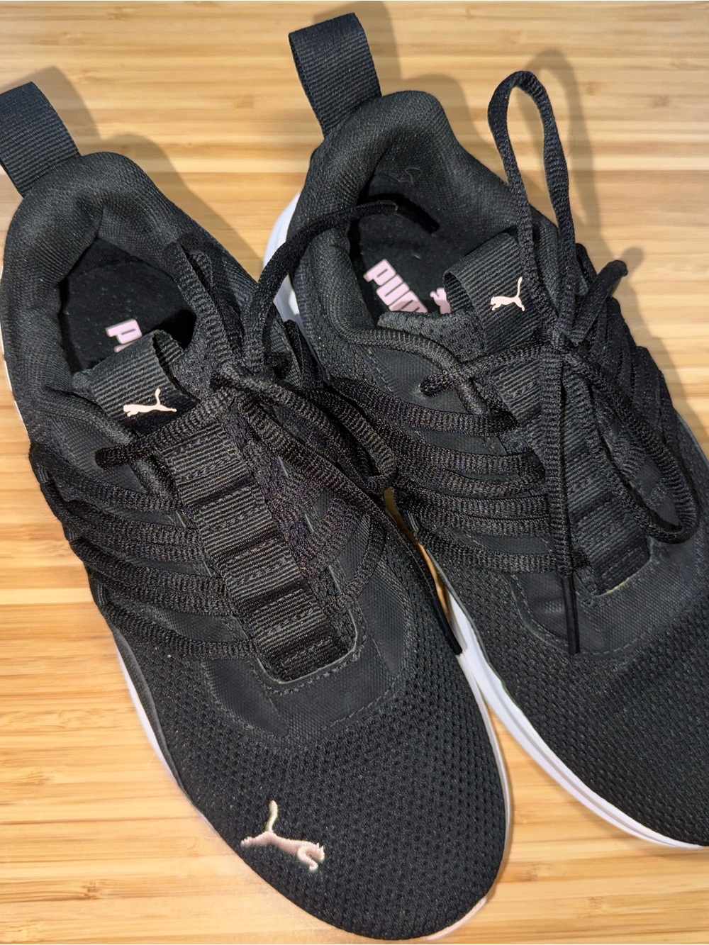 Puma Women's Black Sneakers with Pink Logo Accents